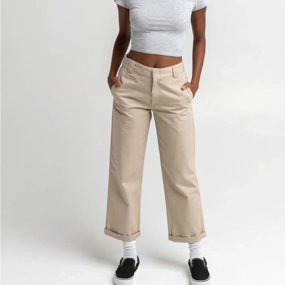 Dickies Worker Crop Roll Hem Pants Khaki Beige 9/29 women’s